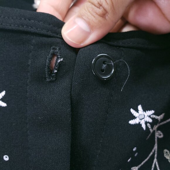 Kathie Lee Collection Black Embroidered Floral Cardigan Sweater Size Large - Picture 8 of 10